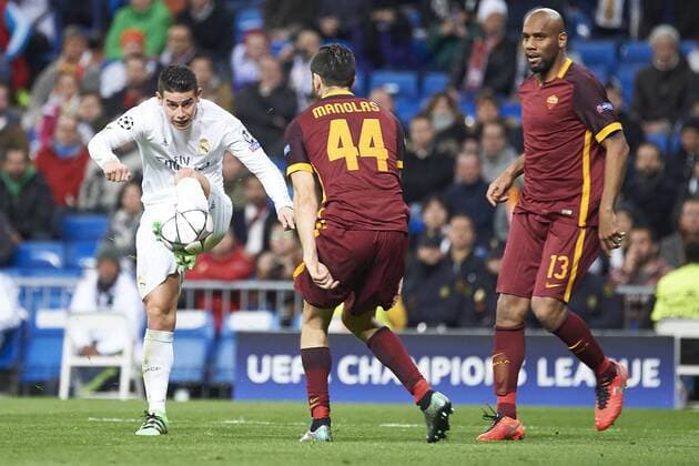 March 8, 2016 - Madrid, Spain - James Rodriguez (midfielder; Real Madrid) in action during the UEFA Champions League, round of 8 match between Real Madrid and Associazione Sportiva Roma at Santiago Bernabeu on March 8, 2016 in Madrid Real Madrid vs Associazione Sportiva Roma UEFA Champions League  - ZUMAg15_