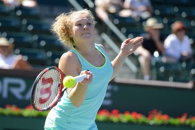 March 8, 2016 - Indian Wells, California, United States - KATERINA SINIAKOVA of the Czech Republic in action in her qualifying match v. J. Boserup at the BNP Paribas Open in Indian Wells California. Tennis 2016 - BNP Paribas Open - Day 2 - ZUMAl132