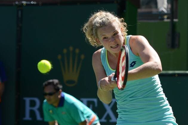 March 8, 2016 - Indian Wells, California, United States - KATERINA SINIAKOVA of the Czech Republic in action in her qualifying match v. J. Boserup at the BNP Paribas Open in Indian Wells California. Tennis 2016 - BNP Paribas Open - Day 2 - ZUMAl132