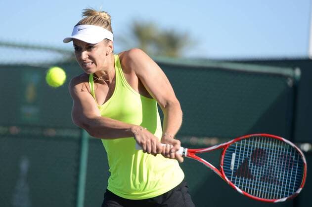 March 8, 2016 - Indian Wells, California, United States - SABINE LISICKI of Germany practices in advance of the BNP Paribas Open in Indian Wells California. Tennis 2016 - BNP Paribas Open - Day 2 - ZUMAl132