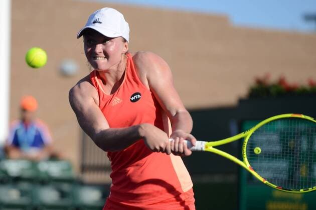 March 8, 2016 - Indian Wells, California, United States - ALIAKSANDRA SASNOVICH of Belarus in action during her qualifying match v. K. Flipkens at the BNP Paribas Open in Indian Wells California. Tennis 2016 - BNP Paribas Open - Day 2 - ZUMAl132