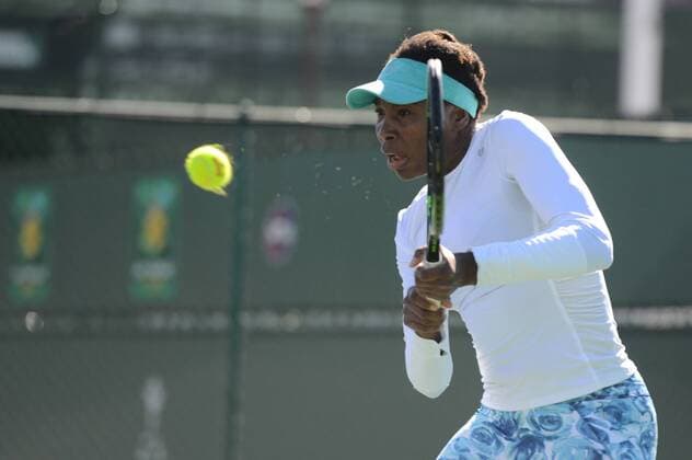 March 9, 2016 - Indian Wells, California, United States - VENUS WILLIAMS practices in preparation for the BNP Paribas Open in Indian Wells California. Tennis 2016 - BNP Paribas Open - Day 3 - ZUMAl132