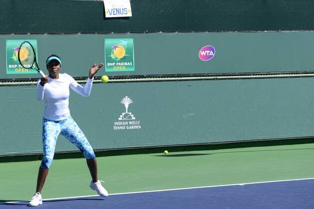 March 9, 2016 - Indian Wells, California, United States - VENUS WILLIAMS practices in preparation for the BNP Paribas Open in Indian Wells California. Tennis 2016 - BNP Paribas Open - Day 3 - ZUMAl132