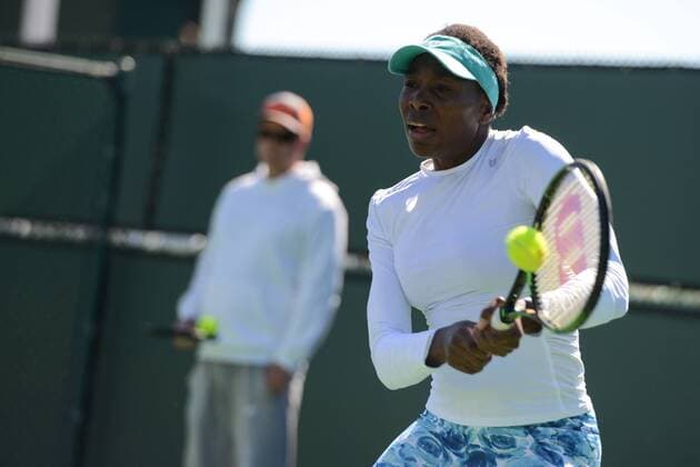March 9, 2016 - Indian Wells, California, United States - VENUS WILLIAMS practices in preparation for the BNP Paribas Open in Indian Wells California. Tennis 2016 - BNP Paribas Open - Day 3 - ZUMAl132