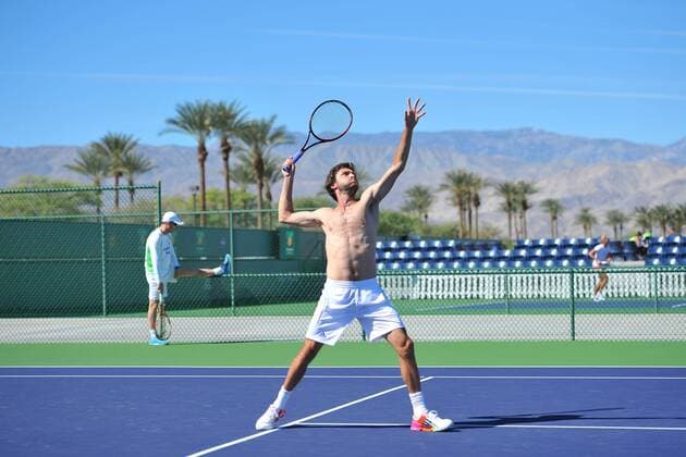Bilder des Tages - SPORT Tennis, ATP-Turnier in Indian Wells, Training Gilles Simon (Fra) TENNIS : Tournoi d Indian Wells 2016 - 09 03 2016 TennisMagazinex 