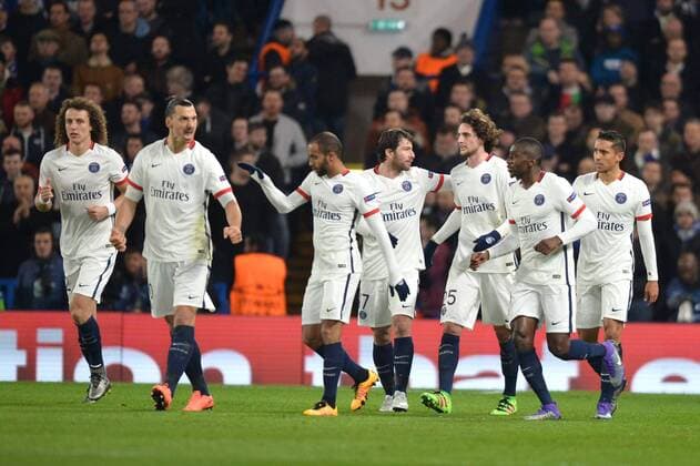 ZLATAN IBRAHIMOVIC (psg) - DAVID LUIZ (psg) - MARQUINHOS (psg) - ADRIEN RABIOT (psg) - BLAISE MATUIDI (psg) - LUCAS MOURA (psg) - MAXWELL (psg) - JOIE FOOTBALL : Chelsea FC London vs Paris St. Germain (PSG) - Champions League - 09 03 2016 AnthonyBIBARD FEPx 