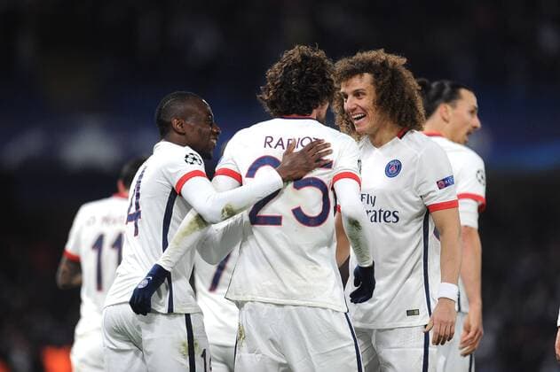 DAVID LUIZ (psg) - BLAISE MATUIDI (psg) - JOIE FOOTBALL : Chelsea FC London vs Paris St. Germain (PSG) - Champions League - 09 03 2016 FEPx 