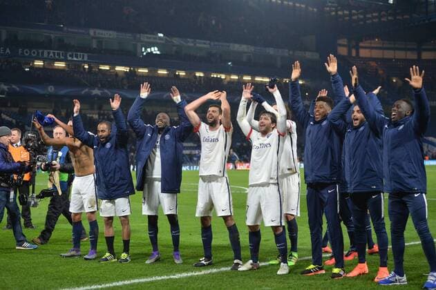 THIAGO MOTTA (psg) - PRESNEL KIMPEMBE (psg) - LAYVIN KURZAWA (psg) - JEAN KEVIN AUGUSTIN (psg) - BLAISE MATUIDI (psg) - LUCAS MOURA (psg) - MAXWELL (psg) - JOIE FOOTBALL : Chelsea FC London vs Paris St. Germain (PSG) - Champions League - 09 03 2016 AnthonyBIBARD FEPx 