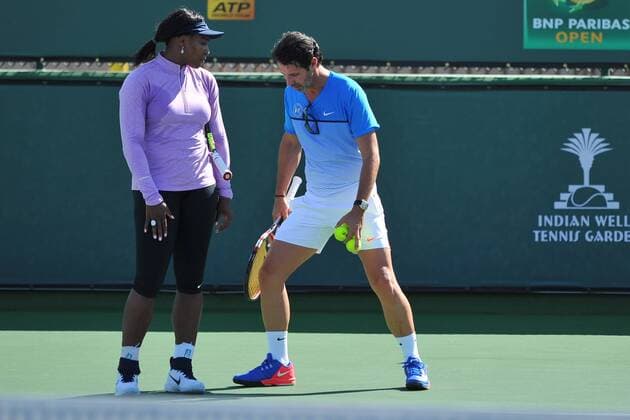 Serena Williams (USA) et Patrick Mouratoglou TENNIS : Tournoi d Indian Wells 2016 - 09 03 2016 TennisMagazinex 