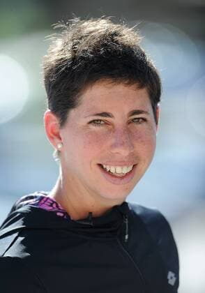 09 Mar. 2016: Tennis player Carla Suarez Navarro (ESP) talks with media members during the media all-access hour and ATP Tennis Herren Tour Media Day at the BNP Paribas Open played at the Indian Wells Tennis Garden in Indian Wells, CA. (Photo By John Cordes Icon Sportswire) TENNIS: MAR 09 BNP Paribas Open Icon506160309010 EDITORIAL USE ONLY