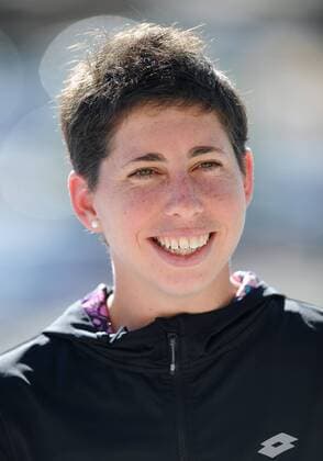 09 Mar. 2016: Tennis player Carla Suarez Navarro (ESP) talks with media members during the media all-access hour and ATP Tennis Herren Tour Media Day at the BNP Paribas Open played at the Indian Wells Tennis Garden in Indian Wells, CA. (Photo By John Cordes Icon Sportswire) TENNIS: MAR 09 BNP Paribas Open Icon506160309012 EDITORIAL USE ONLY