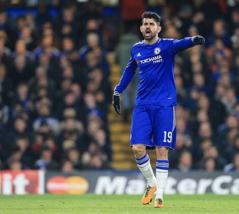Chelsea s Diego Costa in action - UEFA Champions League - Chelsea vs Paris Saint Germain - Stamford Bridge - London - England - 9th March 2016 - Pic David Klein Sportimage EDITORIAL USE ONLY. No use with unauthorised audio, video, data, fixture lists, club league logos or live services. Online in-match use limited to 120 images, no video emulation. No use in betting, games or single club league player publications.