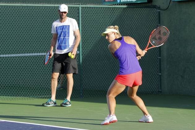 Tennis, WTA-Turnier in Indian Wells, Angelique Kerber Training Angelique Kerber (re.) und ihr Trainer Torben Beltz