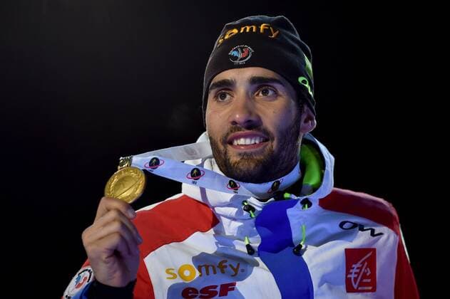BIATHLON - IBU WC Oslo 2016 OSLO,NORWAY,10.MAR.16 - BIATHLON - IBU World Championships, 20km individual, men, award ceremony. Image shows Martin Fourcade (FRA). Keywords: medal. GEPAxpictures xFlorianxErtl