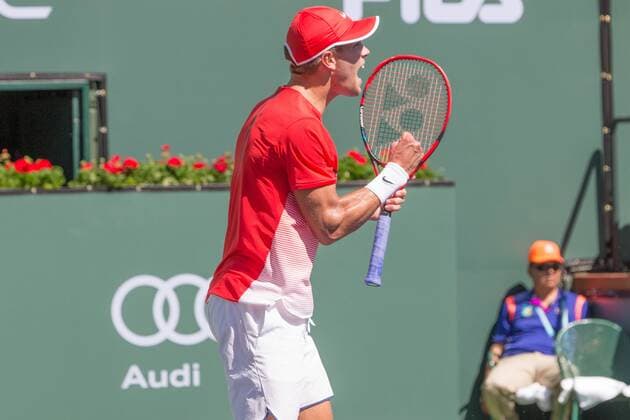 Indian Wells tournament INDIAN WELLS, California, United States - 03 10 2016: The Croatian Coric defeated the French Pouille in 2 sets 6-2 7-5. (Photo: Celso Bayo FotoArena)  CelsoxBayo