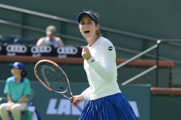 Tennis, WTA-Turnier in Indian Wells March 10, 2016 - Indian Wells, California, United States - CHRISTINA MCHALE celebrates match point in her first round match vs. C. Garcia at the BNP Paribas Open in Indian Wells California. Tennis 2016 - BNP Paribas Open - Day 4 - ZUMAl132