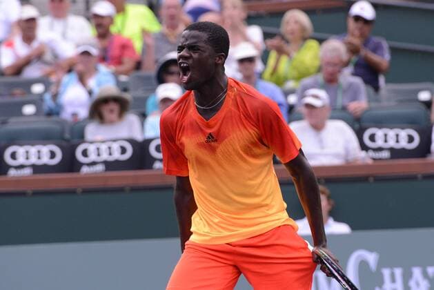 March 10, 2016 - Indian Wells, California, U.S. - FRANCIS TIAFOE celebrates match point in his first round match vs. T. Fritz at the BNP Paribas Open in Indian Wells California. Tennis 2016 - BNP Paribas Open - Day 4 - ZUMAl132