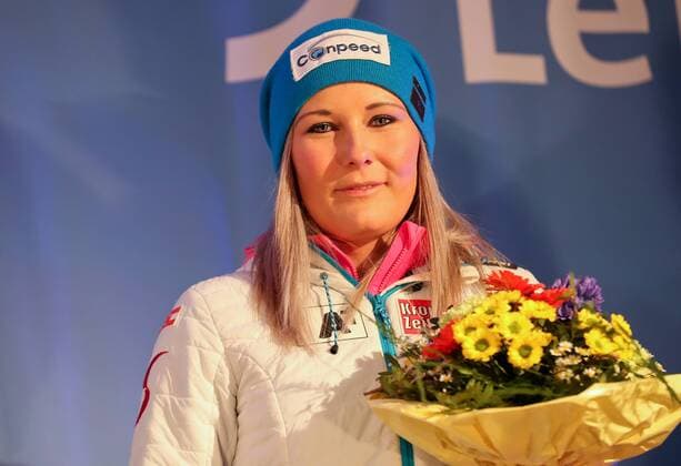 ALPINE SKIING - FIS WC Lenzerheide LENZERHEIDE,GERMANY,12.MAR.16 - ALPINE SKIING - FIS World Cup, Super G, ladies, award ceremony. Image shows Tamara Tippler (AUT). Picture shot with a Canon EOS-1D X Mark II sample. GEPAxpictures xChristianxWalgram