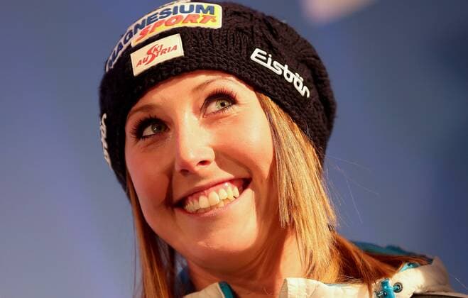 ALPINE SKIING - FIS WC Lenzerheide LENZERHEIDE,GERMANY,12.MAR.16 - ALPINE SKIING - FIS World Cup, Super G, ladies, award ceremony. Image shows Cornelia Huetter (AUT). Picture shot with a Canon EOS-1D X Mark II sample. GEPAxpictures xChristianxWalgram