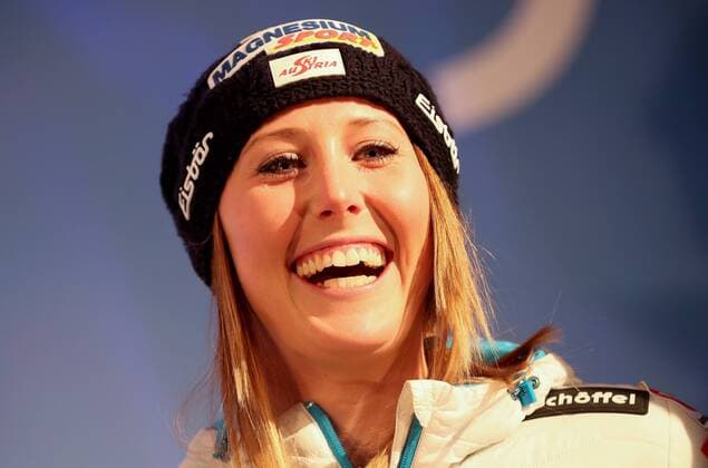 ALPINE SKIING - FIS WC Lenzerheide LENZERHEIDE,GERMANY,12.MAR.16 - ALPINE SKIING - FIS World Cup, Super G, ladies, award ceremony. Image shows Cornelia Huetter (AUT). Picture shot with a Canon EOS-1D X Mark II sample. GEPAxpictures xChristianxWalgram
