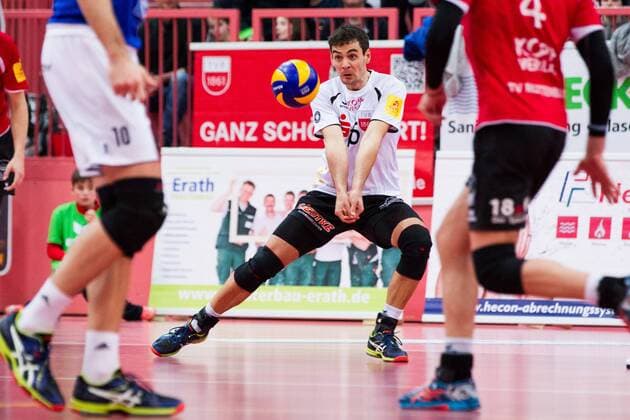 Volleyball, Willy Belizer beendet nach 15 Jahren beim TV Rottenburg seine Karriere Tuebingen Annahme Willy Belizer ( 15, TV Rottenburg); 1. Volleyball Bundesliga Maenner, Paul-Horn-Arena, Tuebingen Deutschland, 20160312; Partie: TV Rottenburg gegen VfB Friedrichshafen; Copyright: Wuechnerx xEibner-Pressefoto EP_nwr