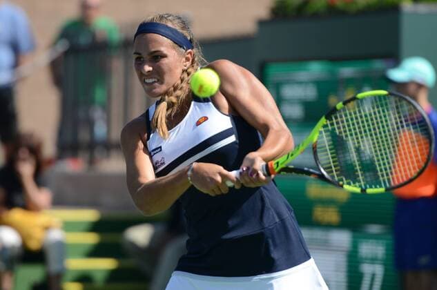 March 12, 2016 - Indian Wells, California, United States - MONICA PUIG in action during her match vs. A. Schmedlova at the BNP Paribas Open in Indian Wells California. Tennis 2016 - BNP Paribas Open - Day 6 - ZUMAl132