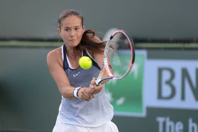 March 12, 2016 - Indian Wells, California, United States - DARIA KASATKINA in action during her match at the BNP Paribas Open in Indian Wells California. Tennis 2016 - BNP Paribas Open - Day 6 - ZUMAl132