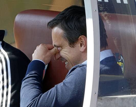 League BBVA match played between UD Levante and FC Valencia. In this picture, Gary Neville. xJosexAntonioxSanzx 