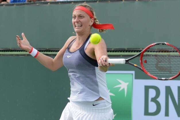 March 13, 2016 - Indian Wells, California, United States - PETRA KVITOVA in action vs. J. Larsson at the BNP Paribas Open in Indian Wells California. Tennis 2016 - BNP Paribas Open - Day 7 - ZUMAl132