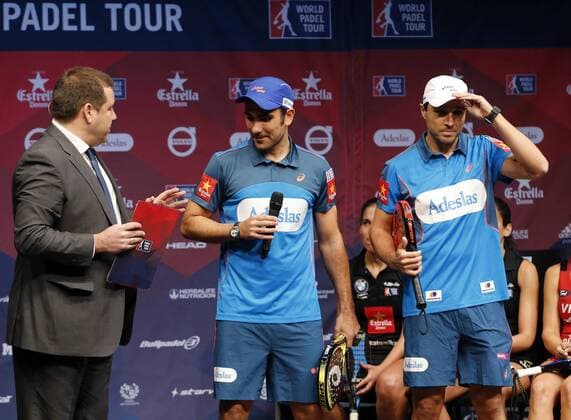 Padel-Tennis, World Padel Tour Präsentation in Madrid Argentinian Fernando Belasteguin (L) and Brazilian Pablo Lima, on top of the world ranking, during the presentation of the circuit World Padel Tour 2016, 14 March 2016, in Madrid, Spain. The World Padel Tour 2016 will kick off in Gijon (Spain) next 28 March and will tour through the main Spanish cities and those of Monaco, Argentina, Portugal and Italy. presentation of the 2016 World Padel Tour which will tour through the main Spanish cities and those of Monaco, Argentina, Portugal and Italy !ACHTUNG: NUR REDAKTIONELLE NUTZUNG!  GRA142 20160314-635935679312933536