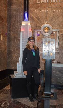 March 14, 2016 - New York, NY, USA - LPGA Golf Damen tour pro LEXI THOMPSON lights the Empire State Building in celebration of The Drive, Chip and Putt Championship, Monday, March 14, 2016. LPGA Pro Lexi Thompson Lights The Empire State Building - ZUMAb148