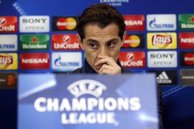 PSV Eindhoven defense Andres Guardado delivers a presser at Vicente Calderon stadium in Majadahonda sports city, Madrid, Spain, 14 March 2016, where his team will face Atletico de Madrid in a Champions League round 16 match tomorrow. ATLETICO DE MADRID TRAINING SESSION !ACHTUNG: NUR REDAKTIONELLE NUTZUNG!  MAJ011 20160314-635935862801913702