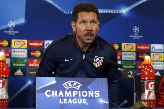 Atletico de Madrid Argentinian coach Diego Simeone delivers a presser prior to tomorrow s Champions League round 16 match before PSV Eindhoven at Vicente Calderon stadium in Majadahonda sports city, Madrid, Spain, 14 March 2016. ATLETICO DE MADRID TRAINING SESSION !ACHTUNG: NUR REDAKTIONELLE NUTZUNG!  MAJ020 20160314-635935885807583169