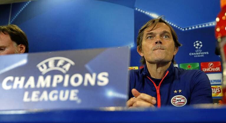 PSV Eindhoven press conference PK Pressekonferenz before Champions League match against Atletico. In this picture, Cocu. xFOTOxCHEMAxREYx 