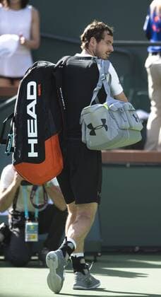 Andy Murray of Britain leaves the court after his third round men s singles against Federico Delbonis of Argentina at the BNP Paribas Open in Indian Wells, the United States, on March 14, 2016. Murray lost 1-2. Yang Lei) (SP)U.S.-INDIAN WELLS-TENNIS-BNP PARIBAS OPEN YangxLeixC 