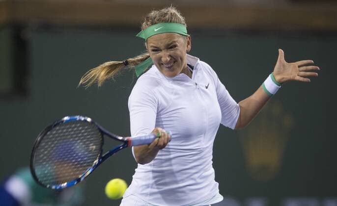 Victoria Azarenka of Belarus returns the ball during the women s singles 3rd round match against Zhang Shuai of China at the BNP Paribas Open in Indian Wells, California, the United States on March 14, 2016. Yang Lei) (SP)US-INDIAN WELLS-TENNIS-BNP PARIBAS OPEN YangxLeixc 