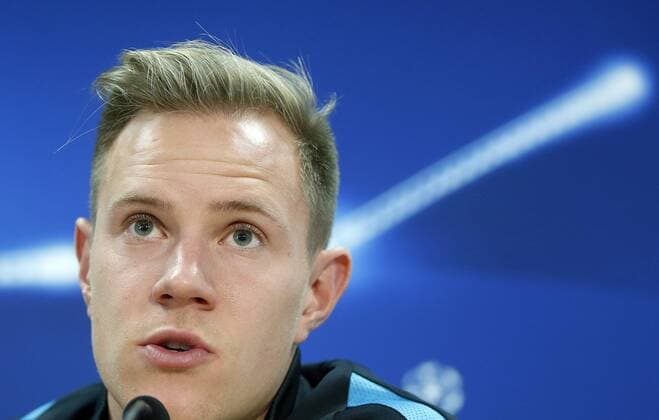 FC Barcelona Barca s German goalkeeper Andre ter Stegen holds a press conference PK Pressekonferenz following a training session at the team s Joan Gamper sports complex in Barcelona, northeastern Spain, 15 March 2016. FC Barcelona will face Arsenal FC in a UEFA Champions League s round of 16 second leg match on 16 March. FC Barcelona presser !ACHTUNG: NUR REDAKTIONELLE NUTZUNG!  GRA260 20160315-635936481017387878