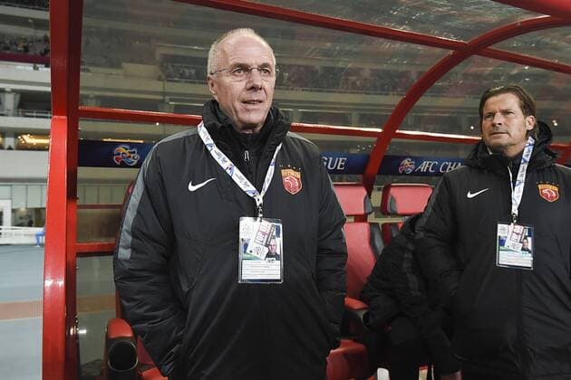 SHANGHAI, CHINA - MARCH 15: (CHINA OUT) Sven-Goran Eriksson, head coach of Shanghai SIPG, looks on during the AFC Champions League Group G match between Shanghai SIPG and Gamba Osaka at Shanghai Stadium on March 15, 2016 in Shanghai, China.  CFP481169936 