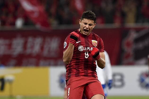SHANGHAI, CHINA - MARCH 15: (CHINA OUT) Elkeson 9 of Shanghai SIPG celebrates after scoring his team s first goal during the AFC Champions League Group G match between Shanghai SIPG and Gamba Osaka at Shanghai Stadium on March 15, 2016 in Shanghai, China.  CFP481171921 