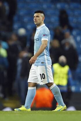 Sergio Aguero Kun of Manchester City dejected during the UEFA Champions League match at the Etihad Stadium. - PhilipxOldham Sportimage EDITORIAL USE ONLY. No use with unauthorised audio, video, data, fixture lists, club league logos or live services. Online in-match use limited to 120 images, no video emulation. No use in betting, games or single club league player publications.