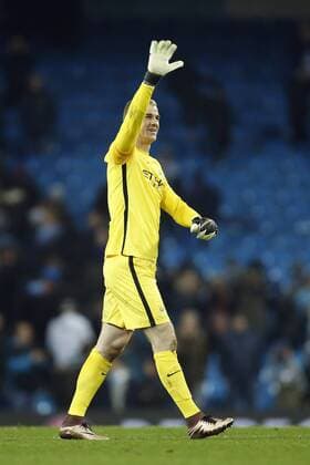 Joe Hart of Manchester City waves to fans during the UEFA Champions League match at the Etihad Stadium. - PhilipxOldham Sportimage EDITORIAL USE ONLY. No use with unauthorised audio, video, data, fixture lists, club league logos or live services. Online in-match use limited to 120 images, no video emulation. No use in betting, games or single club league player publications.