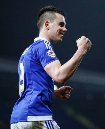 15.03.2016. Portman Road, Ipswich, England. Skybet Championship. Ipswich Town versus Blackburn Rovers. Ipswich Town defender Jonas Knudsen (3) raises his fist in celebration for winning the game xLe-JhelxWilliamsx  ActionPlus11718487