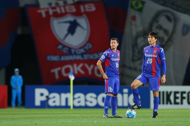 (L-R) Nathan Burns, Ryoichi Maeda (FC Tokyo), MARCH 15, 2016 - Football Soccer : 2016 AFC Champions League Group E match between F.C. Tokyo 0-0 Jiangsu Suning at Ajinomoto Stadium in Tokyo, Japan. Noxthirdxpartyxsales  (umqa034859)