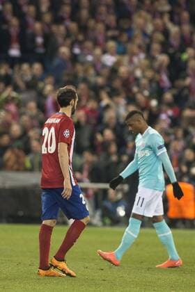 Atletico de Madrid s Juanfran Torres and PSV Eindhoven s Joshua Brenet during UEFA Champions League match. March 15,2016.  (20160315019)