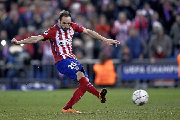 Champions League played between Atletico Madrid and PSV Eindhoven. In this picture, Juanfran scores the goal of the victory. xJUANxAGUADOx 