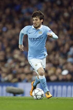 David Silva of Manchester City during the UEFA Champions League match at the Etihad Stadium. - PhilipxOldham Sportimage EDITORIAL USE ONLY. No use with unauthorised audio, video, data, fixture lists, club league logos or live services. Online in-match use limited to 120 images, no video emulation. No use in betting, games or single club league player publications.