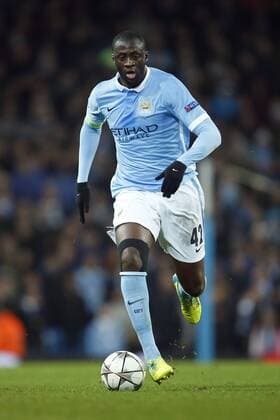 Yaya Toure of Manchester City during the UEFA Champions League match at the Etihad Stadium. - PhilipxOldham Sportimage EDITORIAL USE ONLY. No use with unauthorised audio, video, data, fixture lists, club league logos or live services. Online in-match use limited to 120 images, no video emulation. No use in betting, games or single club league player publications.