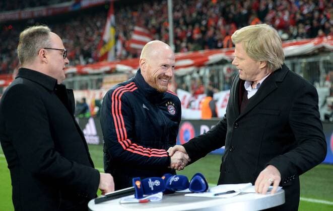 16.03.2016, xjhx, Fussball Champions League, FC Bayern Muenchen - Juventus Turin, emspor, v.l. ZDF Experte Oliver Welke, Matthias Sammer Vorstand, Sportmanager, Vorstand für Lizenzspielerangelegenheiten FC Bayern Muenchen), ZDF Experte Oliver Kahn