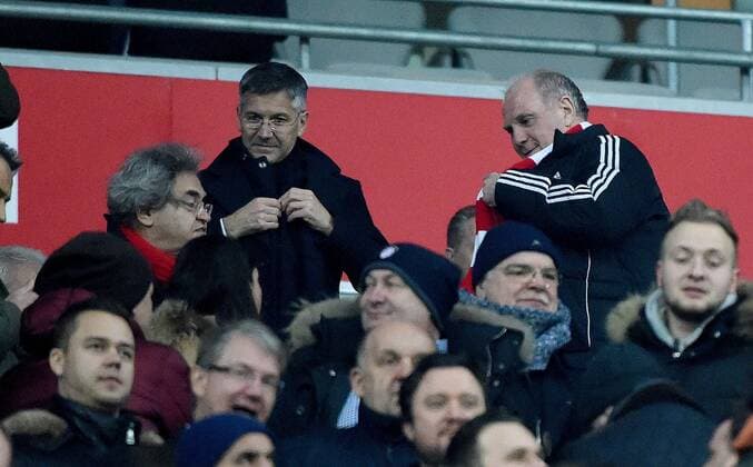 16.03.2016, xjhx, Fussball Champions League, FC Bayern Muenchen - Juventus Turin, emspor, v.l. Helmut Markwort (Herausgeber Focus), Herbert Hainer (Addidas Chef CEO), Ulrich Uli Hoeness Hoeneß Hoenes (FC Bayern Muenchen)