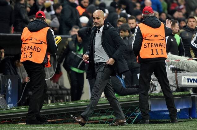 16.03.2016, xjhx, Fussball Champions League, FC Bayern Muenchen - Juventus Turin, emspor, v.l. Josep Pep Guardiola (Trainer FC Bayern Muenchen) enttaeuscht, enttaeuscht schauend, dissapointed